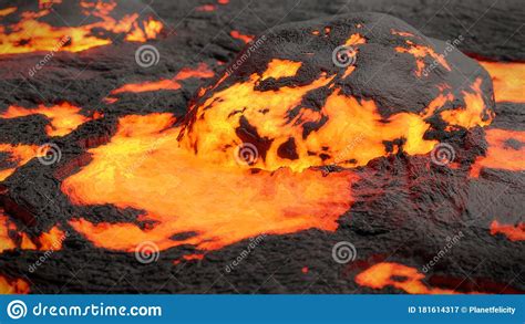 Lava Field Magma Flow Landscape Molten Rock Close Up Stock Image