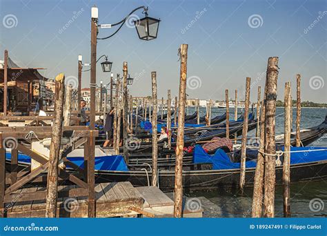 Gondolas Moored In San Marco Square In Venice 2 Editorial Photo Image