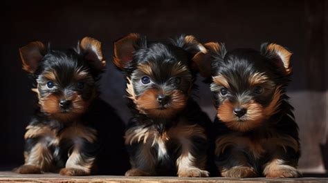 Puppy Photo Of Three Brown And Black Yorkie Puppies Backgrounds 