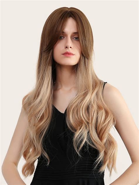 Natural Long Curly Wig With Middle Bang Shein Usa