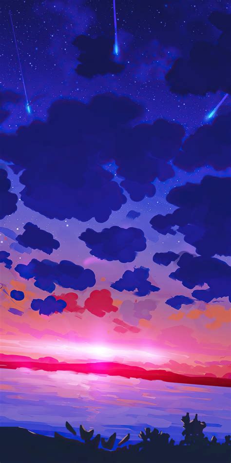 1080x2160 Sunset Lake Blue Clouds One Plus 5thonor 7xhonor View 10lg
