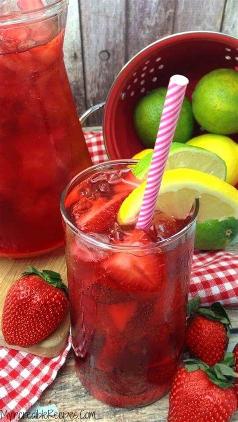 This Southern Strawberry Sweet Tea Is Made With Real Strawberries And Tastes Amazing It Is Sure