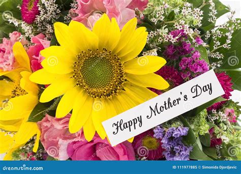 Happy Mother S Day Greeting Card With Bouquet Of Flowers Stock Image