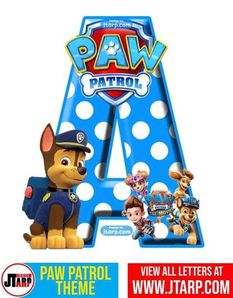 The Paw Patrol Letter Is In Front Of A White Background