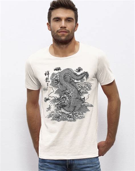 Tee Shirt Homme Chinese Dragon T Shirt Graphique Lapolemik