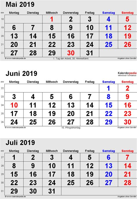 Kalender Juni 2019 Als Pdf Vorlagen