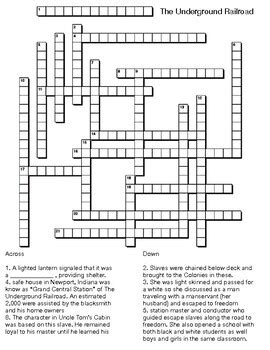 Learn vocabulary, terms and more with flashcards, games and other study tools. The Underground Railroad crossword puzzle by Pointer ...