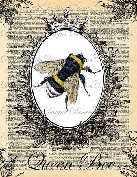 Queen Bee Wall Art Vintage Bee Bee Art Art