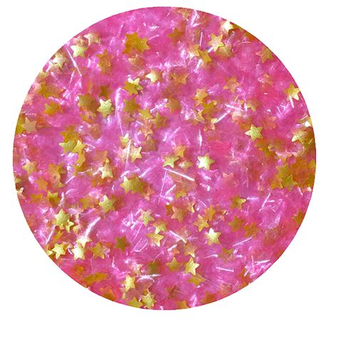 Sprinkle Deco Hot Pink Glitter Flakes With Gold Stars Metallic Edible