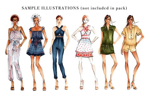 Female Figure Croquis Bundle For Fashion Illustration By Art By Lin