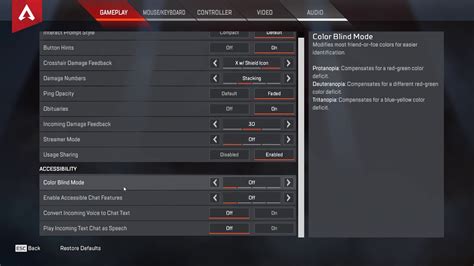 How To Enable Color Blind Mode Apex Legends Youtube