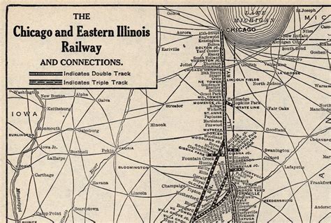 1928 Antique Chicago And Eastern Illinois Railway Map Chaffee Etsy