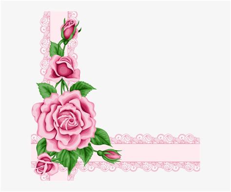 Digital Rose Border Clip Art Pink Flower Border Png Transparent Png