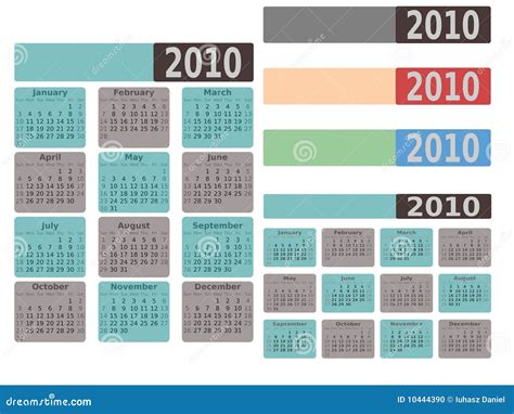 Moderner Kalender 2010 Vektor Abbildung Illustration Von Bunt 10444390