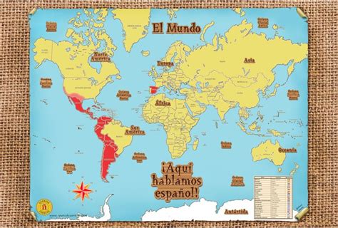¡aquí Hablamos Español World Map Spanish Cuentos Learning Spanish