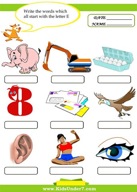 You can use this colourful picture book to help children when they are just starting to learn english. Kids Under 7: Correct spelling of letter E words. | Q ...