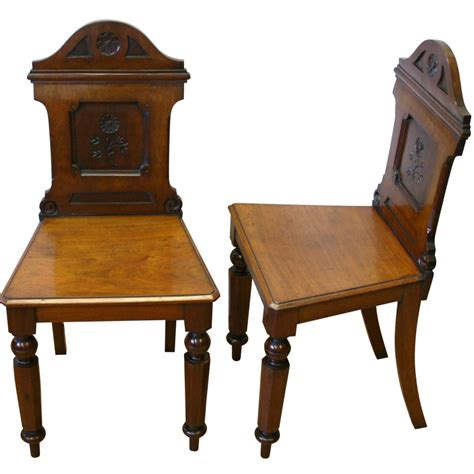 Pair Of Late Victorian Virginia Walnut Hall Chairs Williams Antiques