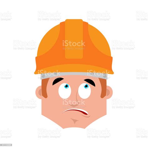 Builder Surprised Emotion Avatar Worker In Protective Helmets