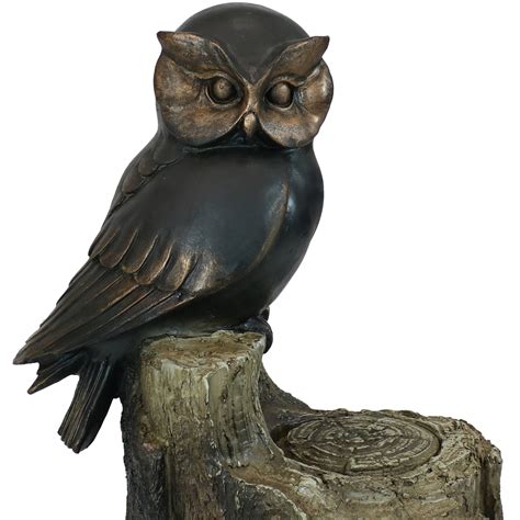 Sunnydaze Owl Duo On Tree Stump Polyresin Outdoor Garden Statue 31