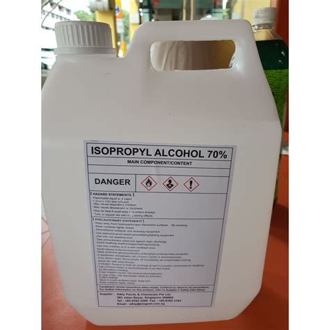 Isopropyl Alcohol 70% / Disinfectant / Sanitizer - 5 Liters Packing or