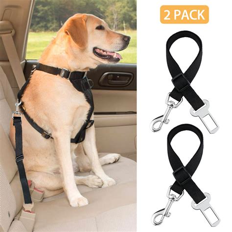 This dog car harness is treated like regular seat belts for humans. 2 Pack Dog Car Seat Belt, Pet Seatbelt Clip Tether Puppy ...