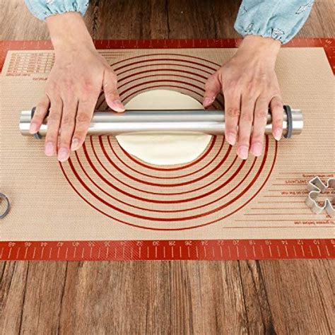 Sapid Adjustable Rolling Pin Silicone Pastry Mat Set Non Stick