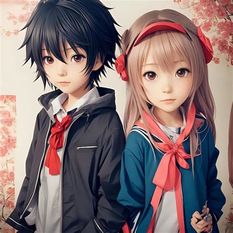 Casal Personagens De Desenhos Animados De Anime Foto Premium