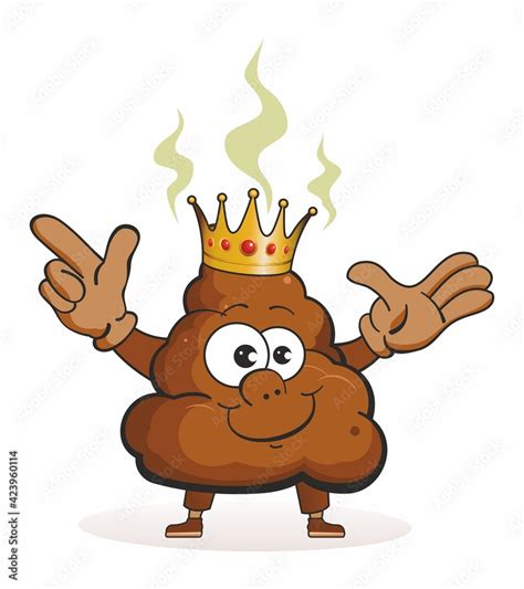 King Of Poop Funny Cute Cartoon Mascot Character Face Stinky Poop