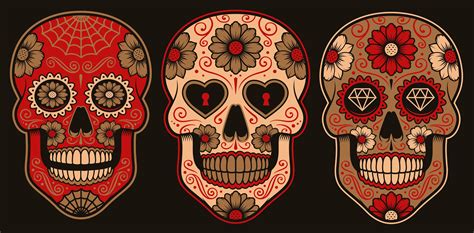 Set Of Mexican Sugar Skulls 1133188 Vector Art At Vecteezy