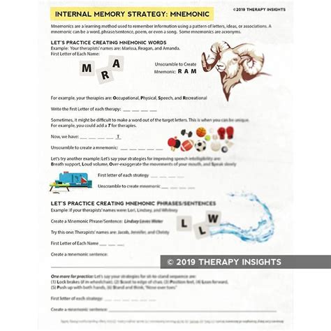 This memory bundle includes interventions, compensatory strategies, and therapeutic activities that target goals of memory, attention, and orientation skills. Internal Memory Strategy: Mnemonics | Memory strategies ...