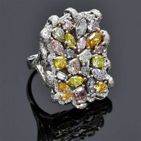 Gia Certified Fancy Colored Natural Diamond Collection Ring At 1stdibs