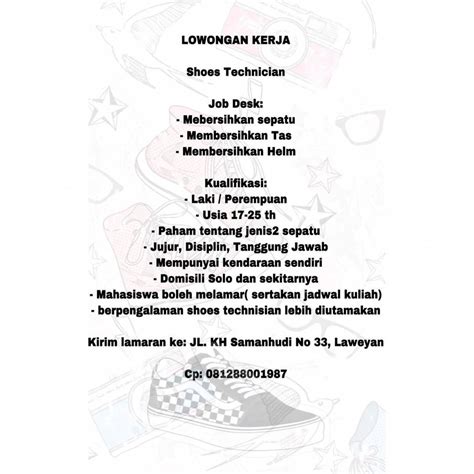 Lowongan kerja wilayah solo dan sekitarnya. Lowongan Kerja Shoes Technician di Solo - INFO LOKER SOLO