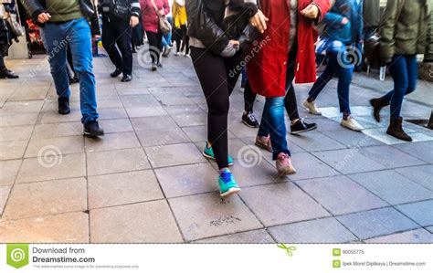 Crowd Of People Walking On The Street - Detail Of Legs And Shoes Stock Photo | CartoonDealer.com ...