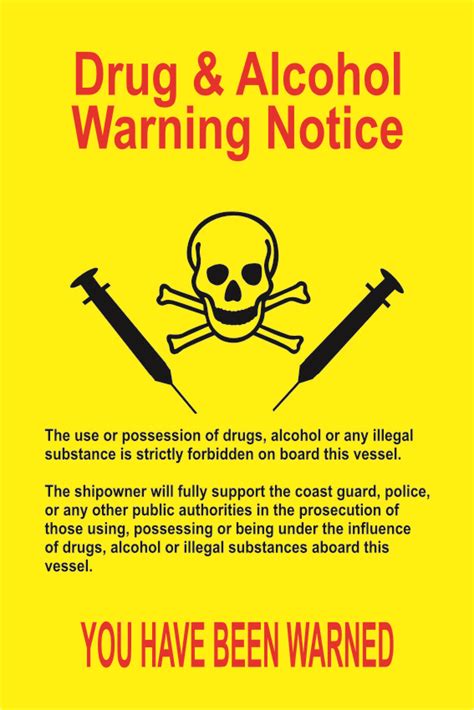 Self Adhesive Sticker Drugs And Alcohol Warning Notice Products