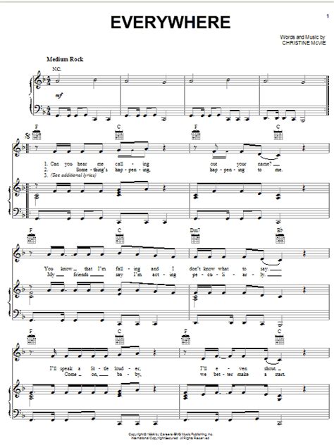 Fleetwood Mac Everywhere Sheet Music Notes Download Printable Pdf Score 44391
