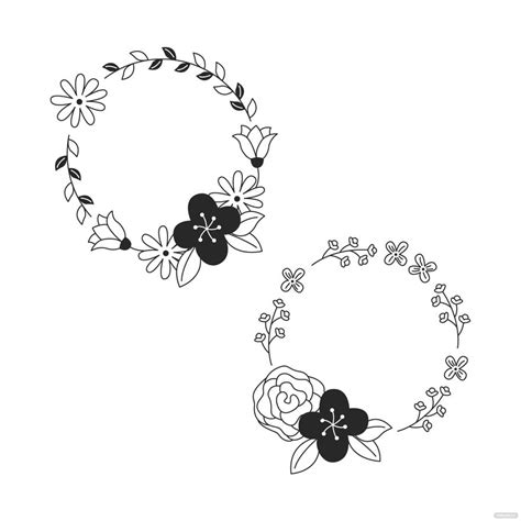 Black And White Flower Circle Vector In Illustrator Svg  Eps Png