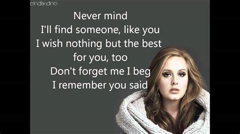 Someone Like You Adele Lyrics Hd Youtube