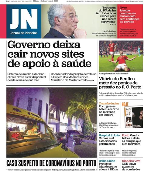 Capa Jornal De Notícias 1 Fevereiro 2020 Capasjornaispt