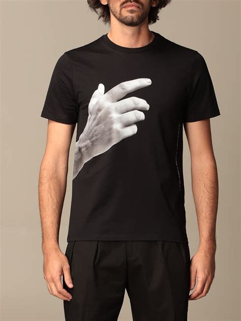 Neil Barrett T Shirt In Cotton With Hand Print Black Neil Barrett T Shirt Pbjt926sq557s