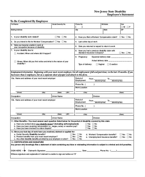Fill out, securely sign, print or email your nj disability forms instantly with signnow. FREE 23+ Sample Disability Forms in PDF | Word | Excel