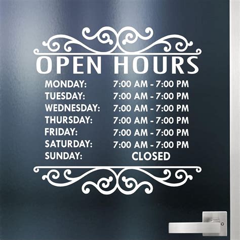 Closed Store Hours Sign Style 2 By Jeyfel Decals 14 X 14 Open Hours