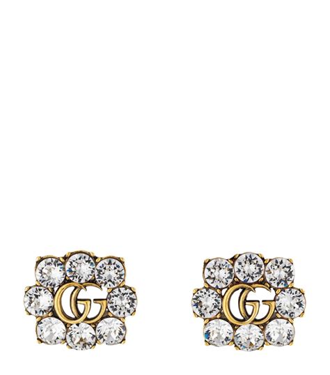 Gucci Faux Crystal Double G Clip On Earrings Harrods Pt