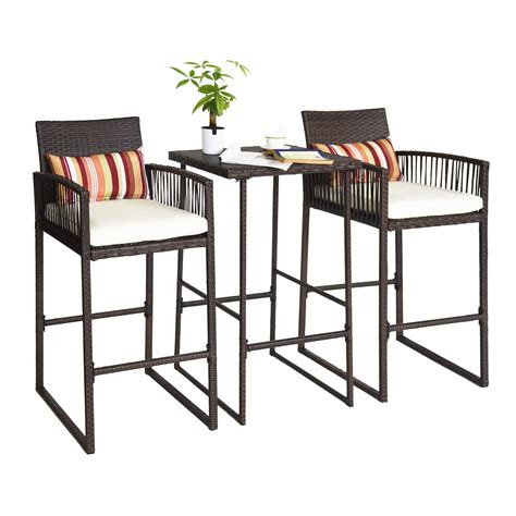 Buy 3 Piece Patio Bar Set Bar Height Bistro Table Set For 2 People