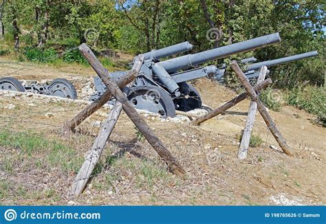 Old Cannon Of The Period Of Ww2 On Position Stock Photo Image Of