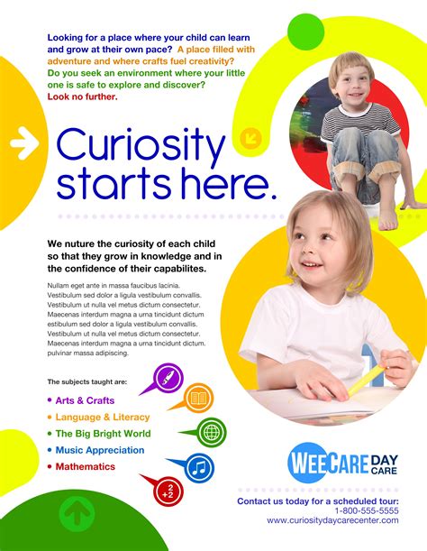 Marketing Day Care Pamphlet Design School Brochure Daycare Design