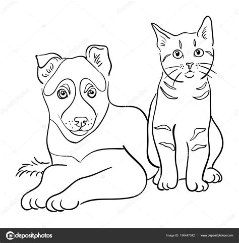 Dibujos De Lindo Perro Y Gato Para Colorear Para Colo