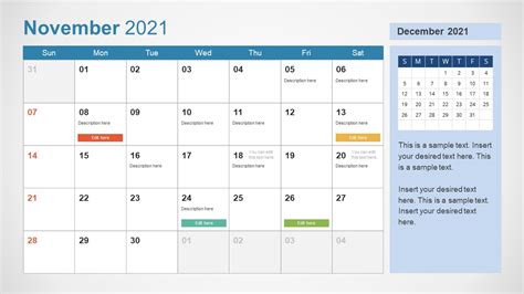 calendar template november powerpoint slidemodel