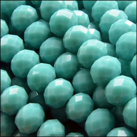 Opaque Faceted Glass Crystal Rondelle Beads Turquoise 8mm X 6mm Glass