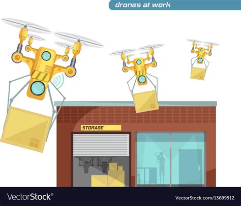 Using Drone Flat Royalty Free Vector Image Vectorstock