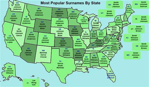 Most Popular Surnames By Us State Vivid Maps